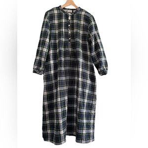 LL Bean Scotch Plaid Flannel Nightgown Cotton Cottage Granny Prairie Cabin M P